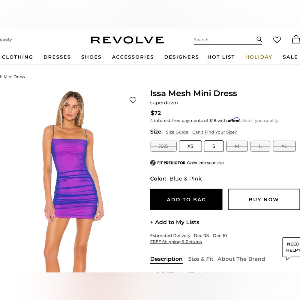 NWT Superdown Vibrant Pink and Blue Mesh Dress Size L - Picture 13 of 13
